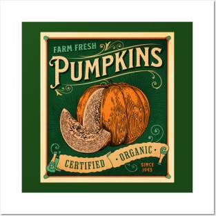 Vintage Pumpkin Patch Farm Sign - Halloween Thankgiving Vibes Posters and Art